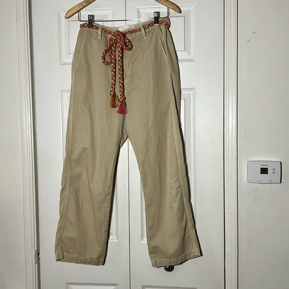 THE GREAT. Pants - The GREAT. Tan Pant With Braided Belt 27